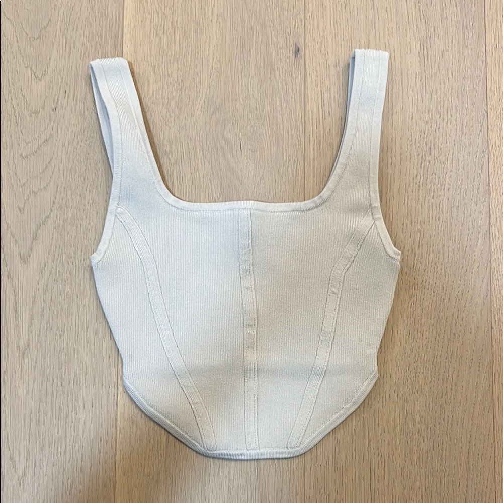 Cream Sleeveless Crop Top corset style
